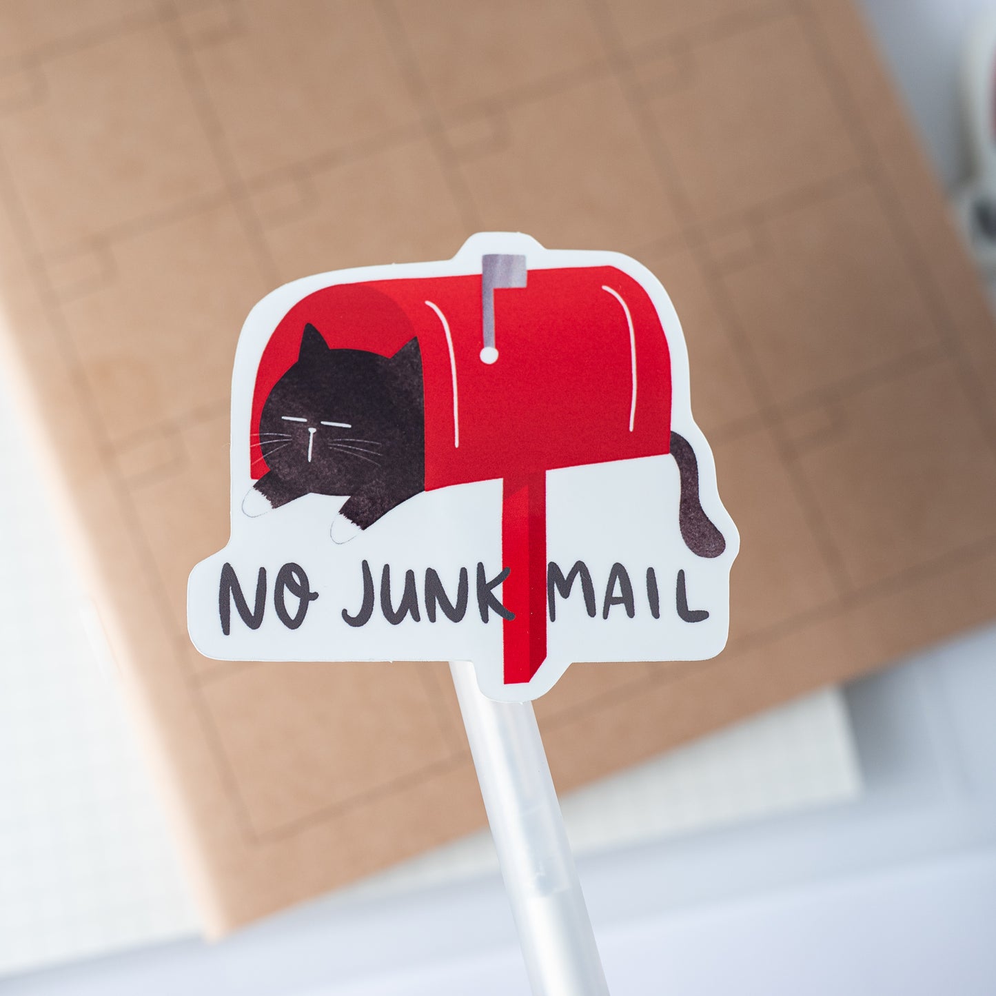 Mocha Cat No Junk Mail Sticker For Mail Box