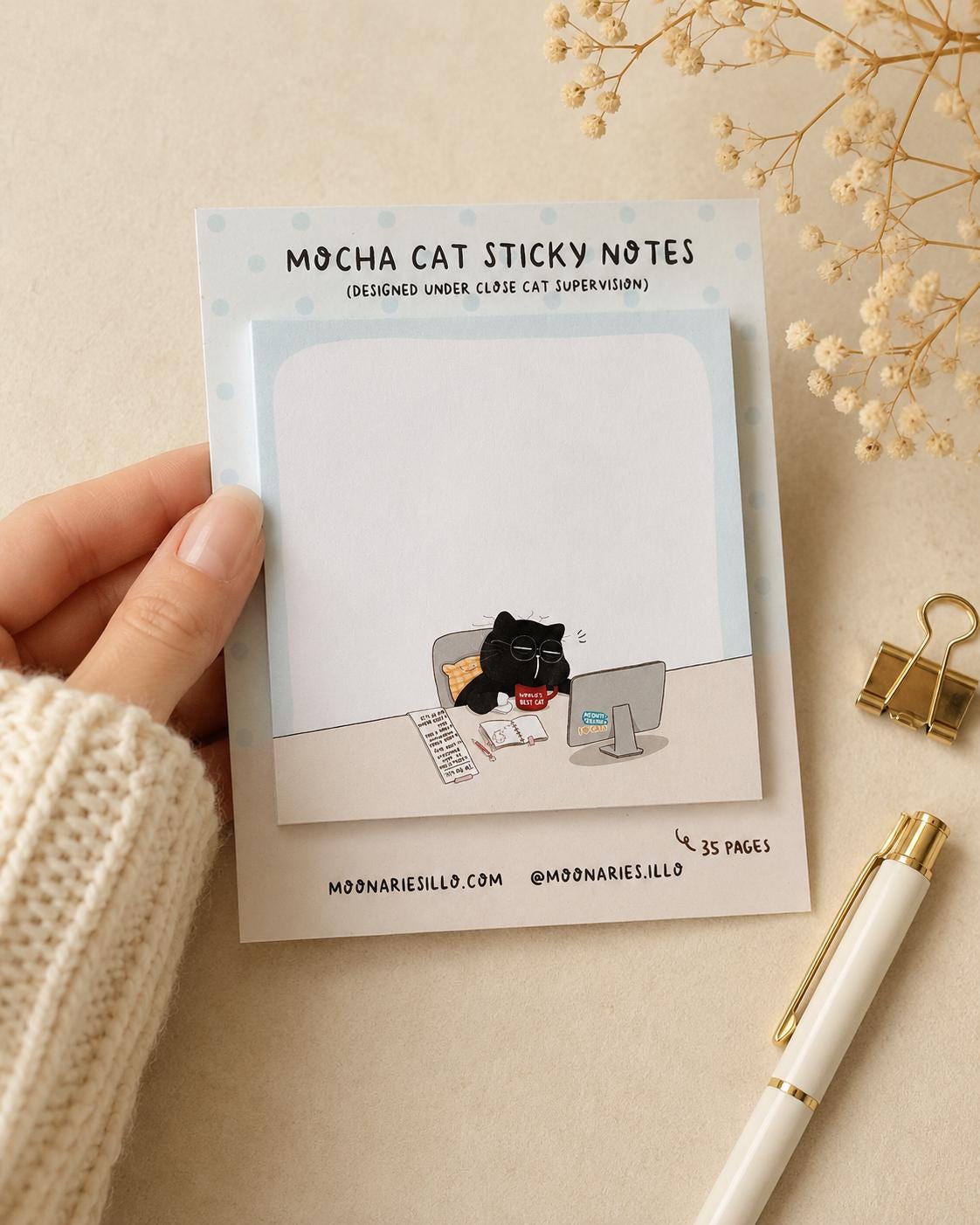 Cat Square Sticky Notes, Coworker Cat Gift, Office Stationery