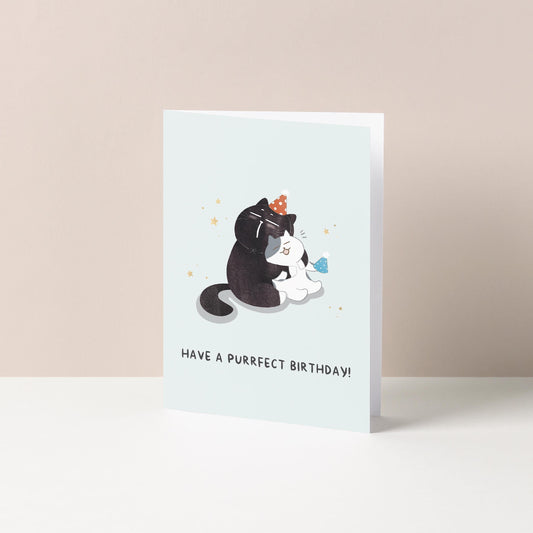 Have a purrfect birthday, Mocha Cat birthday card