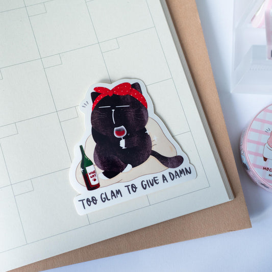 Funny Quote Black Cat Waterproof Sticker, Memes sticker