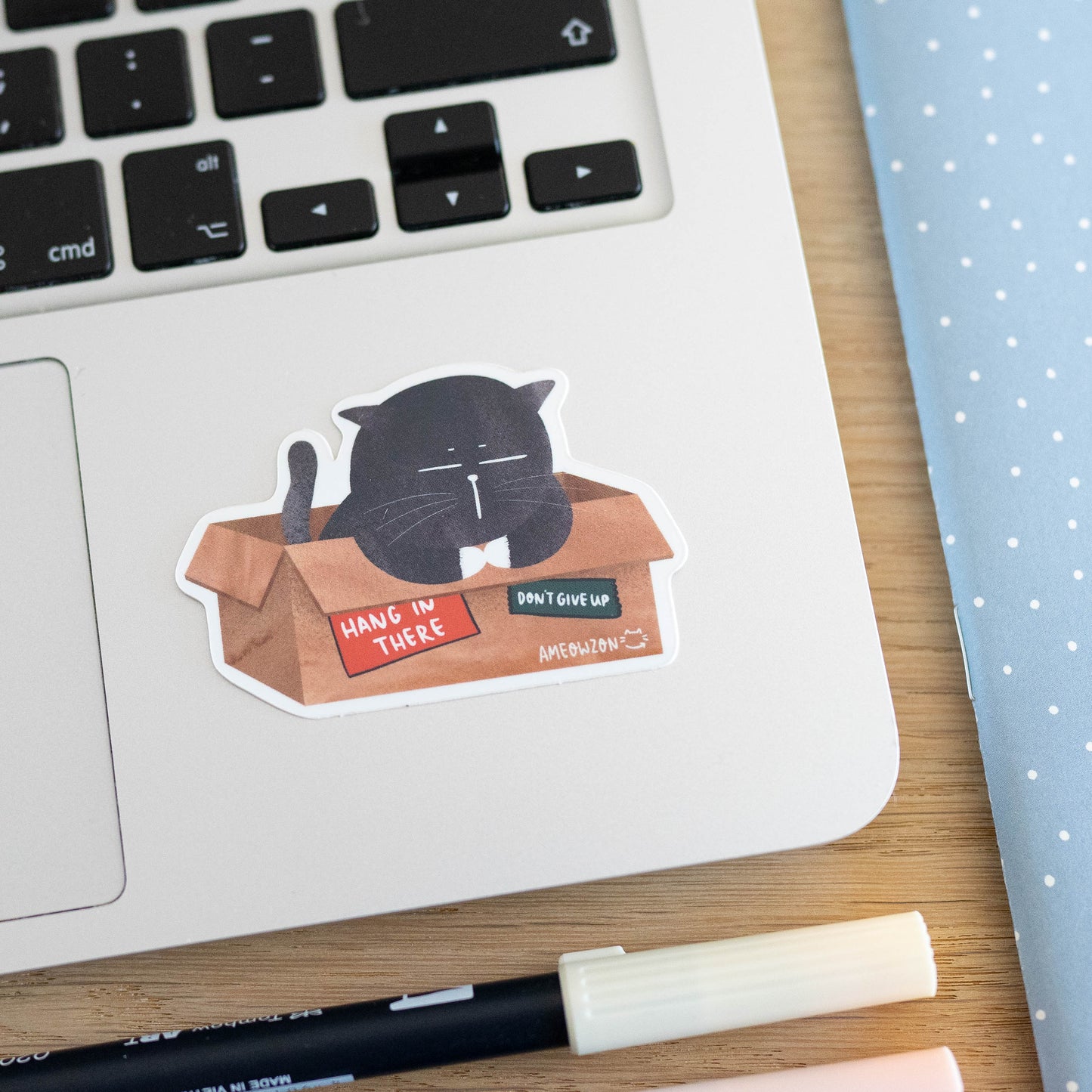 Self-Care Cat Stickers: Waterproof Vinyl, Mental Health Reminders