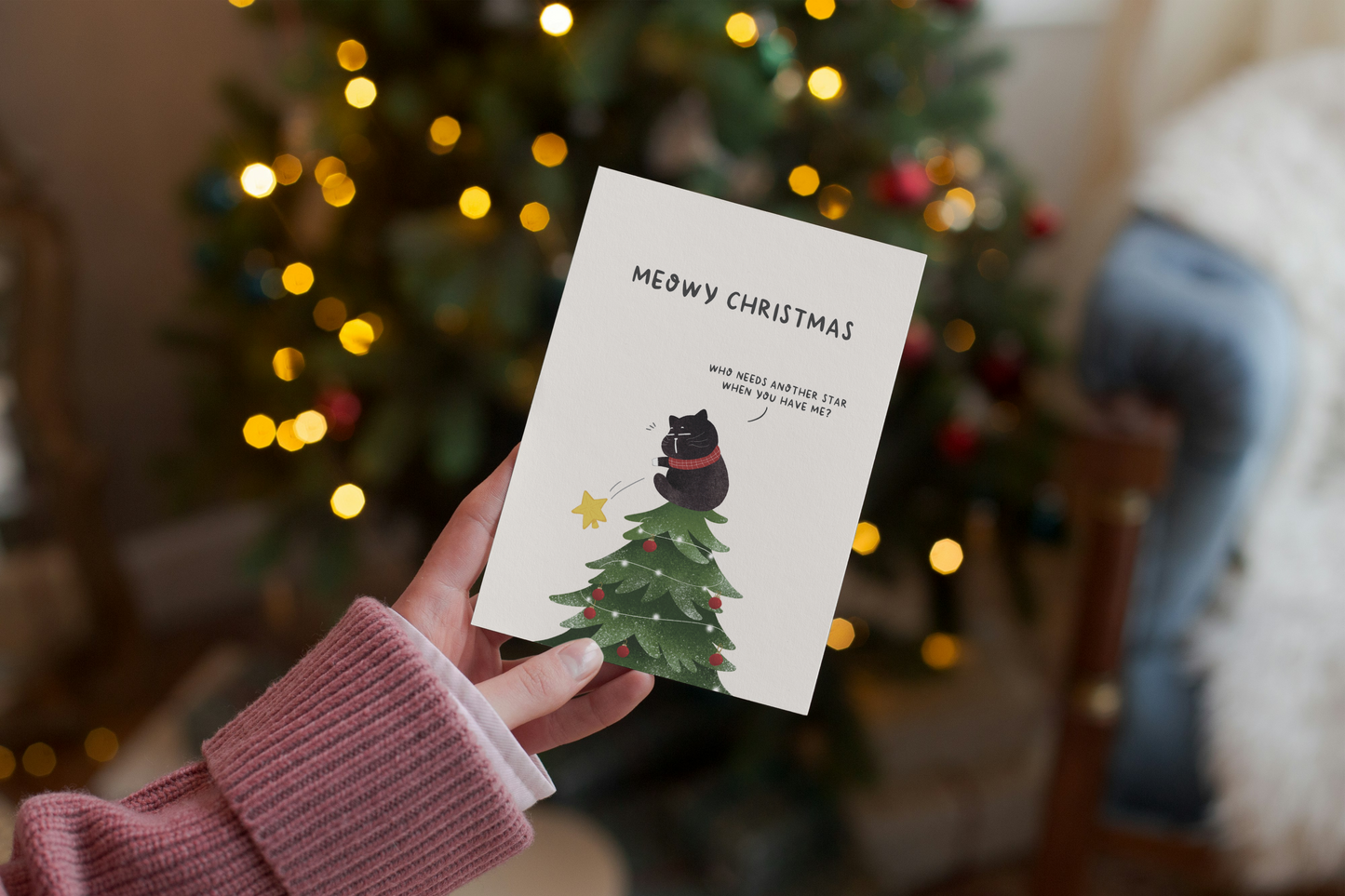 "Who Needs Another Star When You Have Me" - Funny Mocha Christmas card
