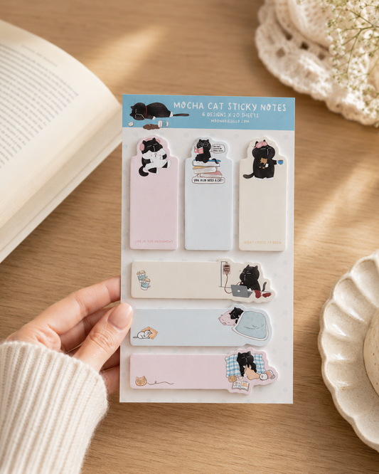 Cat Bookmark Sticky Notes Set, 6 Designs, Desk Accessory, Cat Gift 2