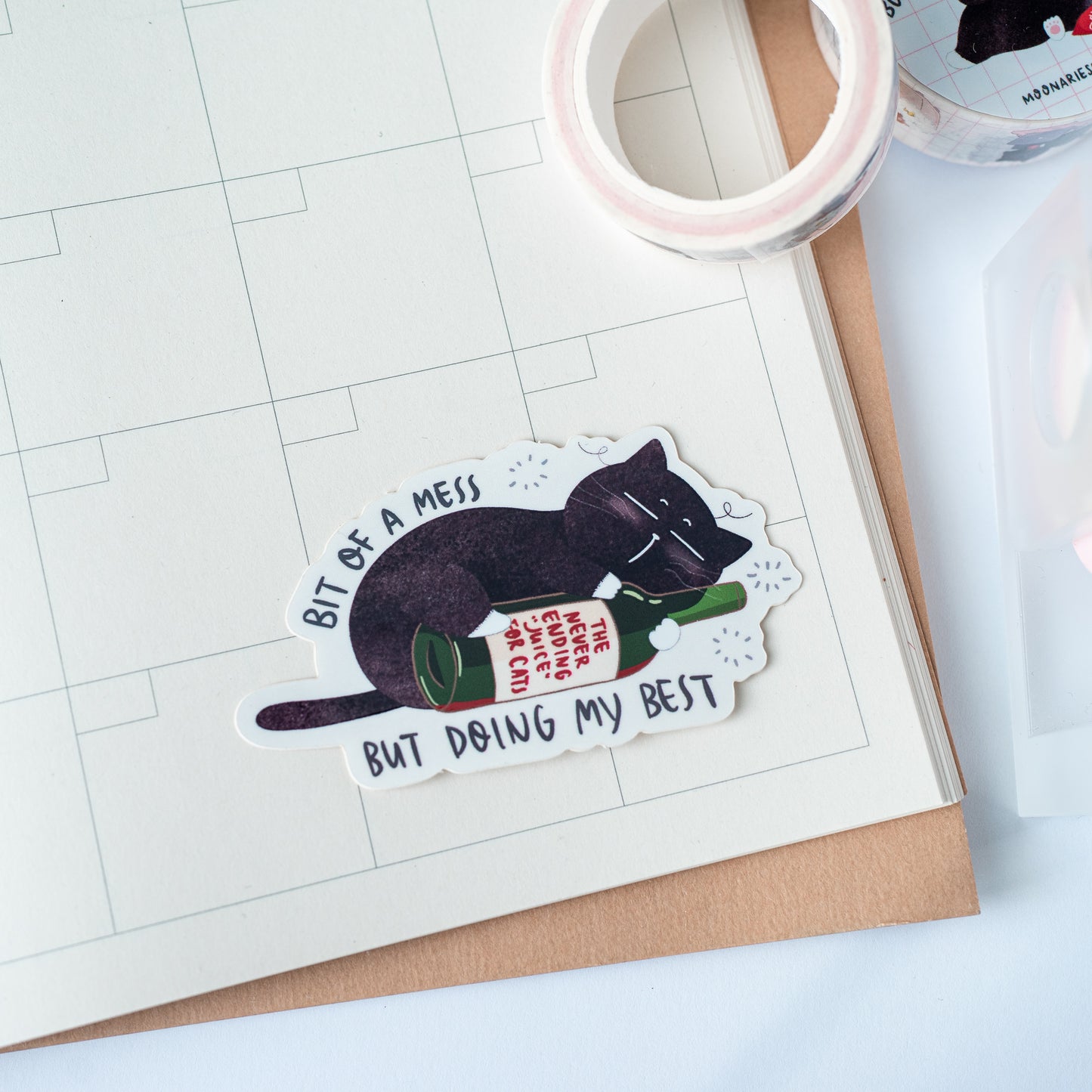 Funny Black Cat Stickers Pack | Coffee Lover Pack, Journaling