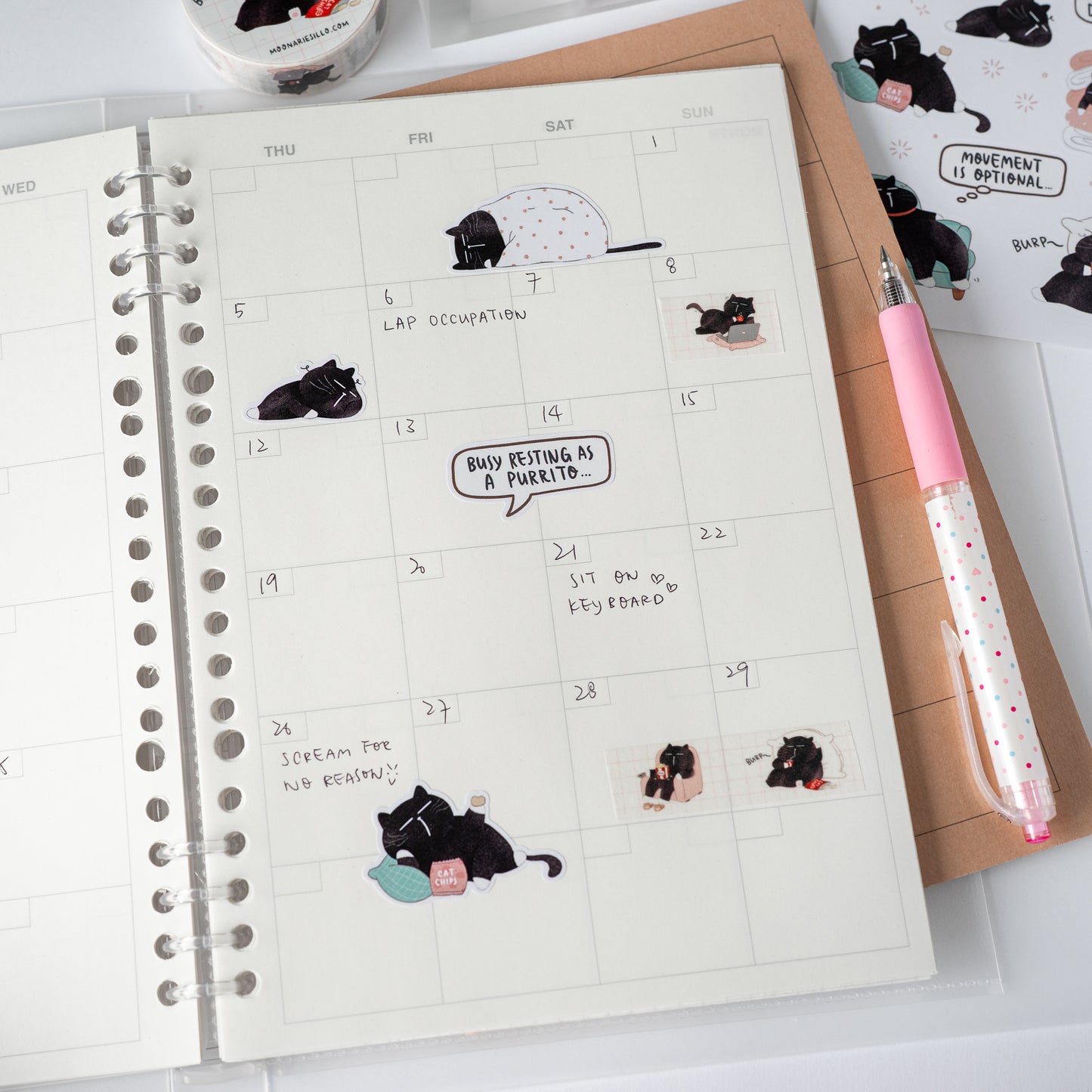 Very Busy Doing Nothing - Mocha Cat Sticker Sheet for journals