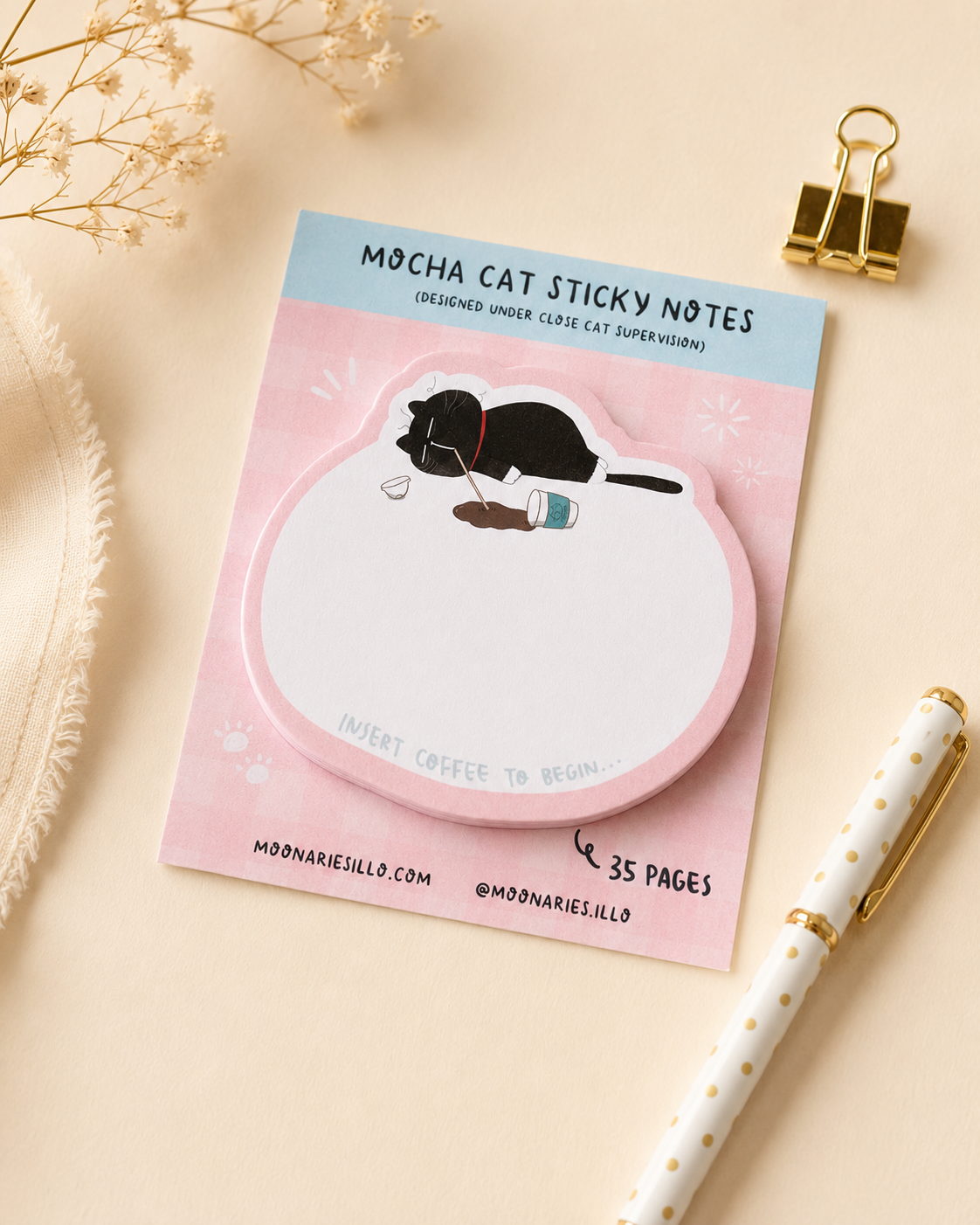 Cat Die-Cut Shaped Sticky Notes, Cat Memo Pad, Office Stationary, Journaling