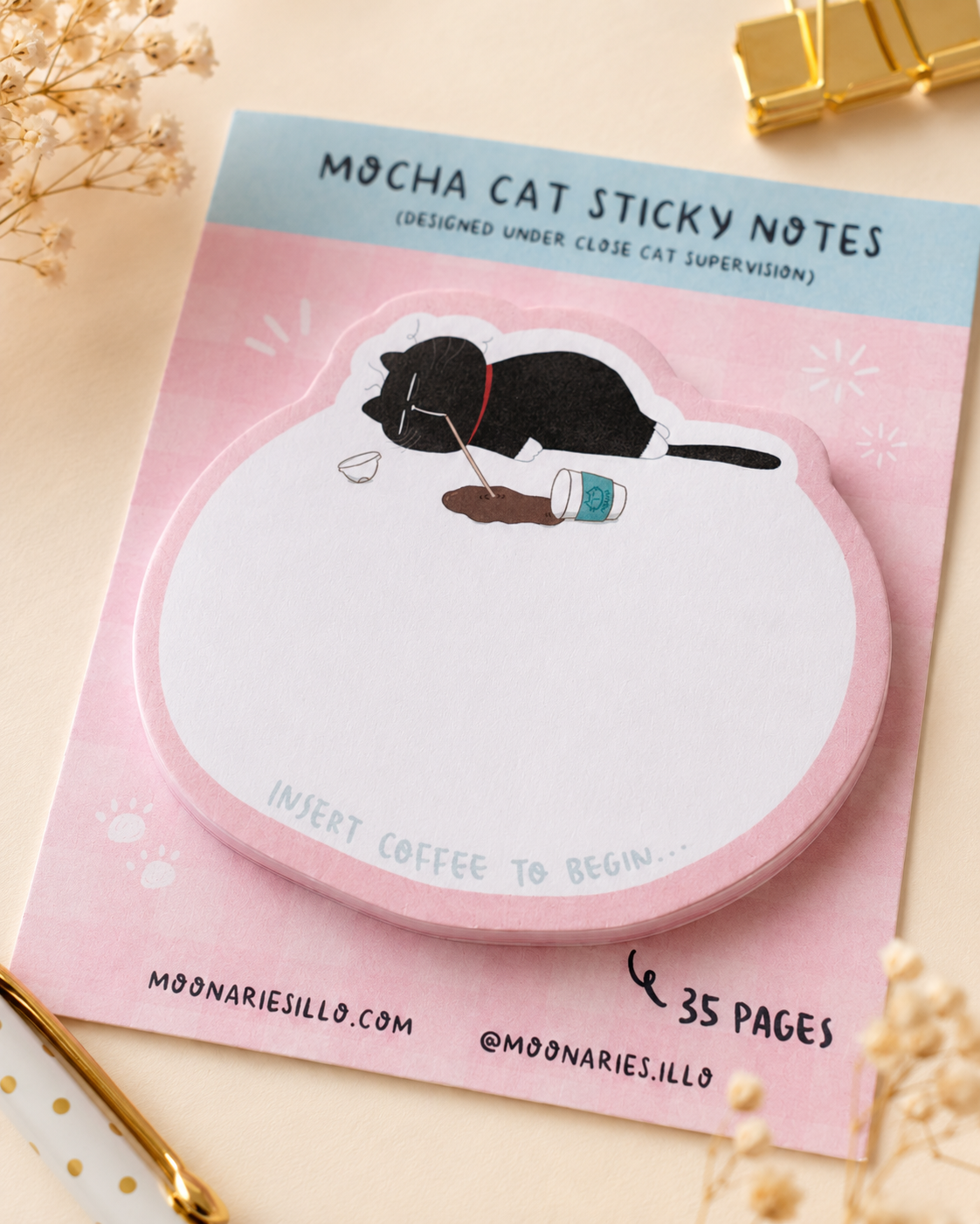 Cat Die-Cut Shaped Sticky Notes, Cat Memo Pad, Office Stationary, Journaling