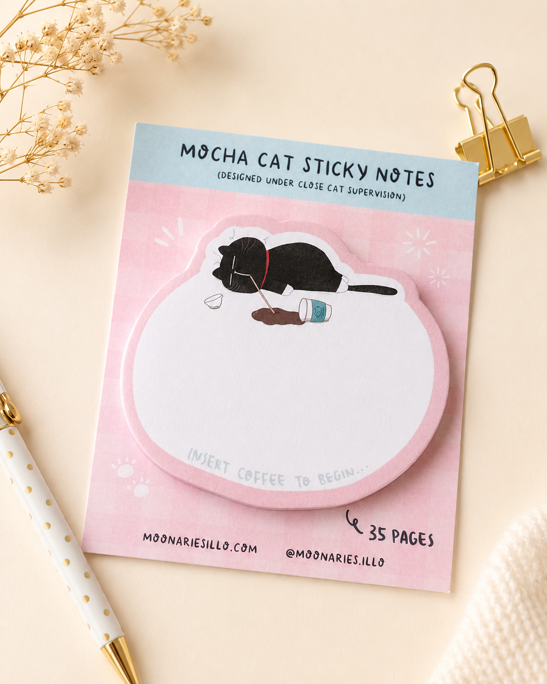 Cat Die-Cut Shaped Sticky Notes, Cat Memo Pad, Office Stationary, Journaling