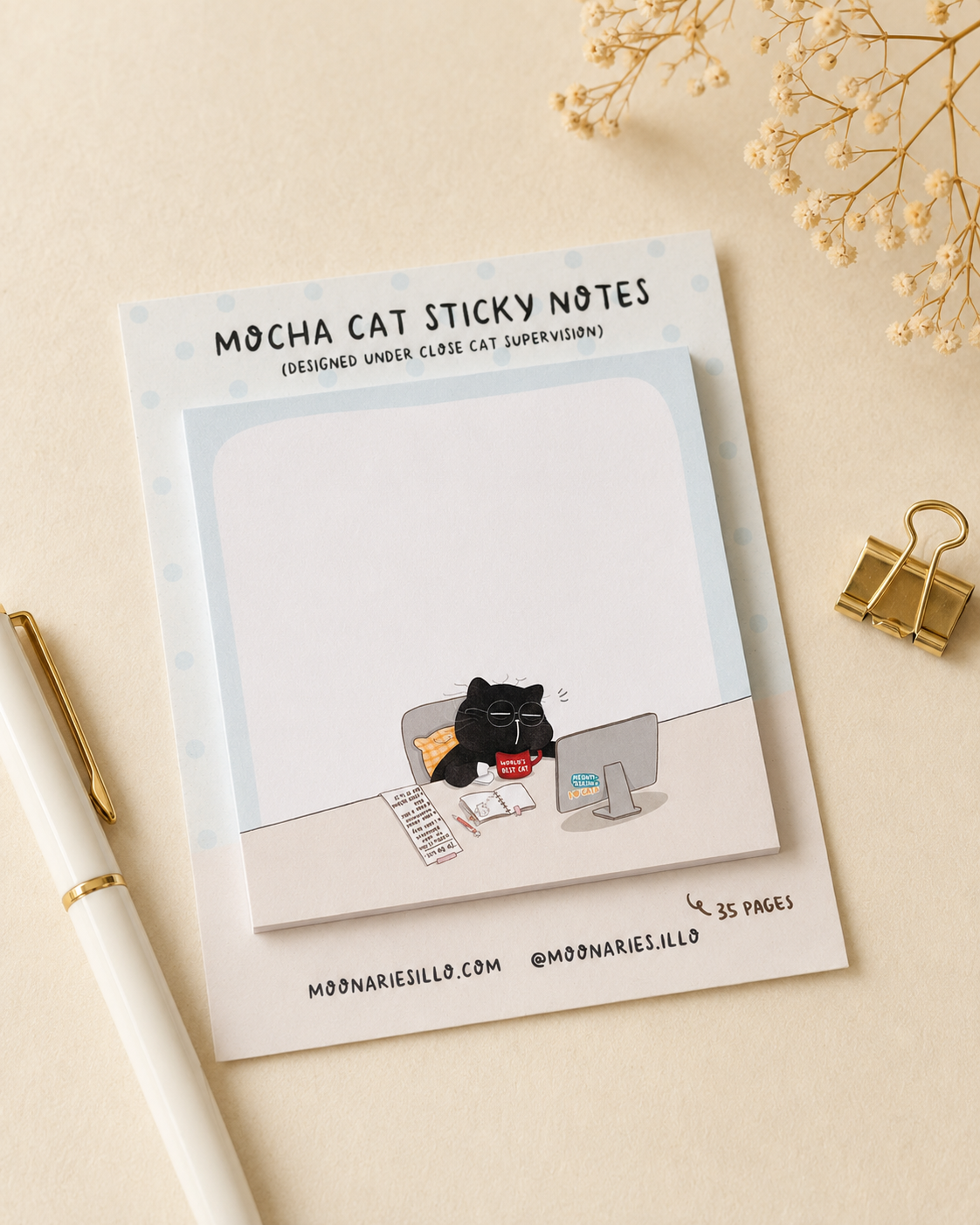 Cat Square Sticky Notes, Coworker Cat Gift, Office Stationery