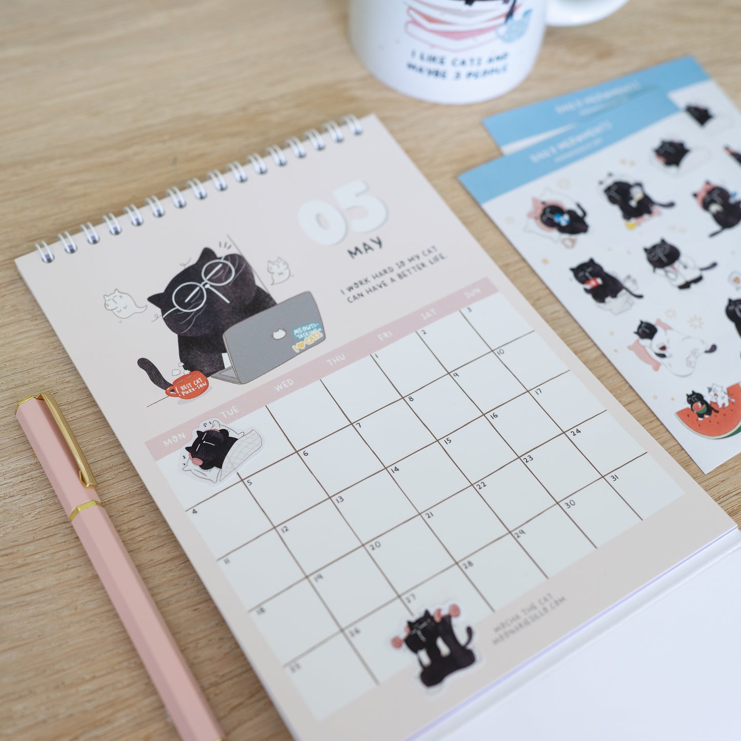 Daily Meowments Mocha Cat Sticker Sheet | Funny Stationery, Planner Stickers