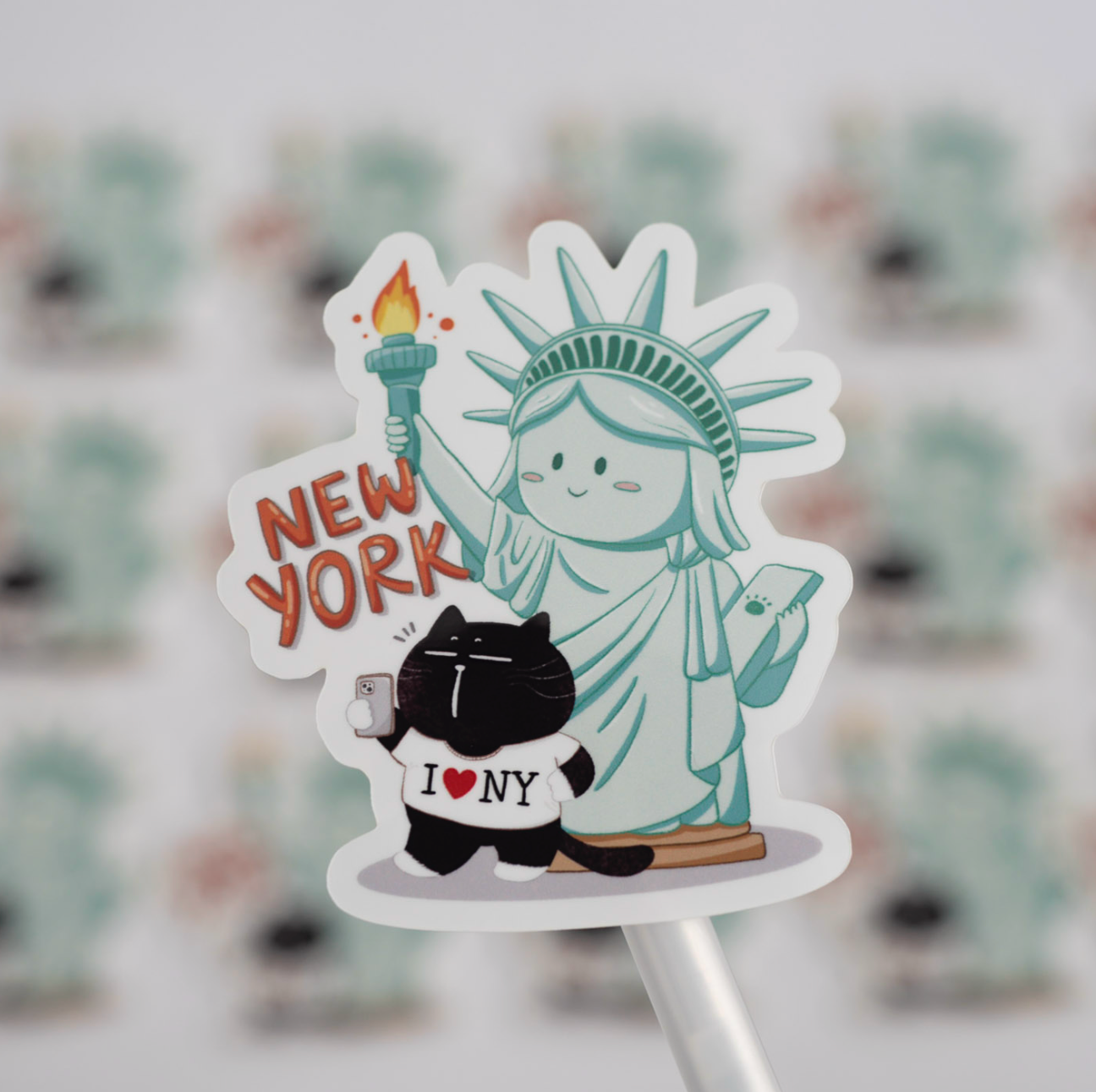Mocha Cat New York Travel Sticker – Waterproof Vinyl Planner Sticker