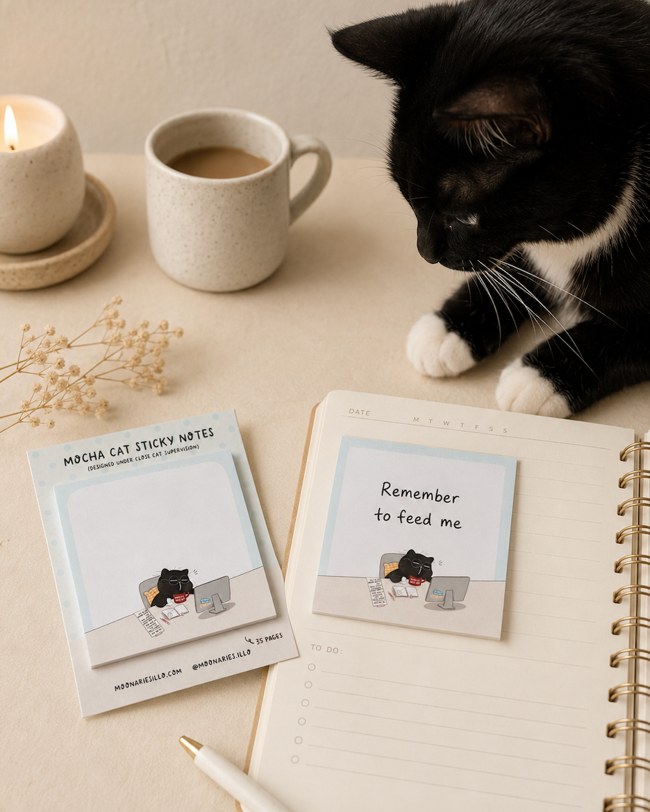 Cat Square Sticky Notes, Coworker Cat Gift, Office Stationery